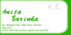 anita barinka business card